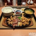 やよい軒で牛カットステーキと牛ホルモンと豚バラ焼の定食を世界一詳しく調査【期間限定メニュー】